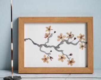 Blossom, pressed flowers in frame, real flowers, cherry blossom, framed flowers