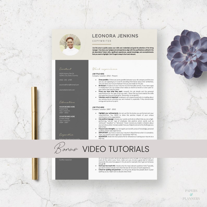 Simple Resume with Photo Two page Resume Curriculum Vitae for Word One page Resume Clean CV Design Resume for student