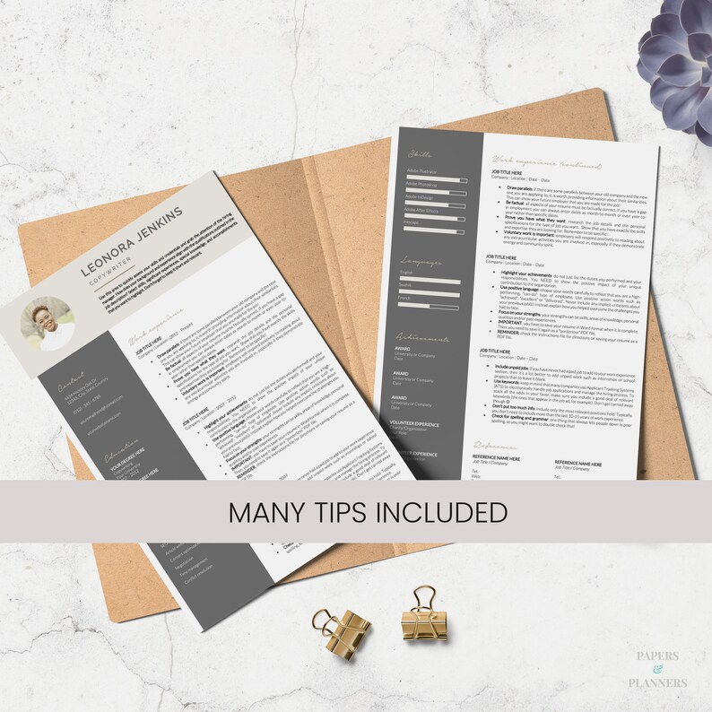 Simple Resume with Photo Two page Resume Curriculum Vitae for Word One page Resume Clean CV Design Resume for student