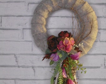 Door wreath wall decoration Grey Rose door decoration