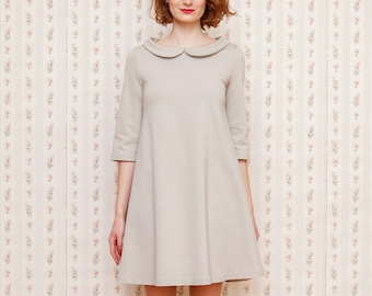 A-line dress Madita with bob collar ecru