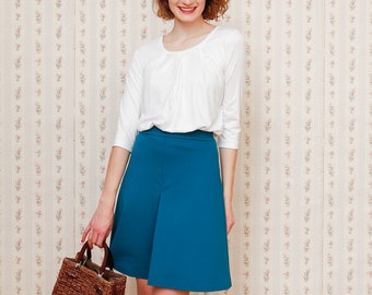 A-line skirt Ada with basement fold in petrol