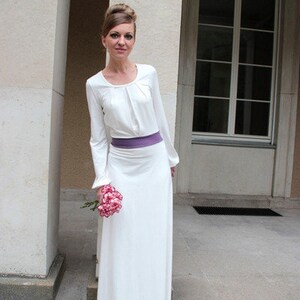 Brautkleid Elaine creme flieder Bild 2