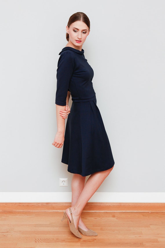 Romanit Jersey Dress Star Dark Blue Etsy