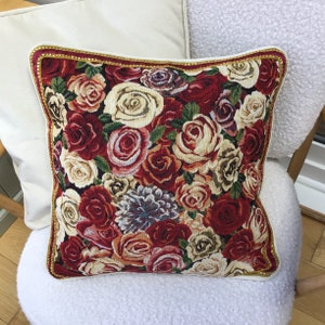 Funda de cojín o almohada con estampado de tapiz de rosas de calidad superior, ¡y con brillo!