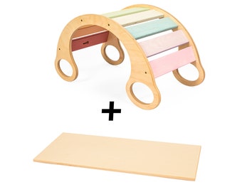 Set Regenbogenwippe® pastell mit Rutschbrett