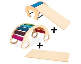 set rainbow rocker® with wobbleslider blue and slide board