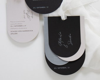 Minimalist Designer Wedding Invitation // Semicircle // Typography // Lasercut