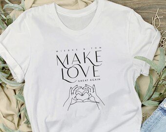 T-Shirt Personalisiert MAKE LOVE mit individueller Illustration nach Fotovorlage