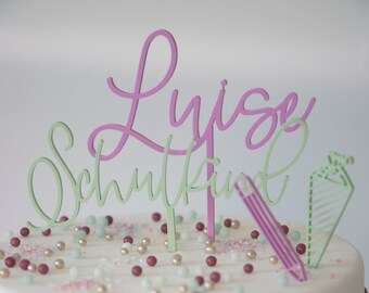 Individueller Cake Topper mit Namen aus Acryl | Geburtstag | Einschulung | Viele verschiedene Farben