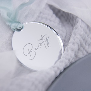 Place cards with names personalized made of mirror acrylic silver in different shapes Laser engraving image 1