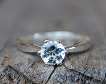 Proposal ring "Solitaire" insert ring, engagement ring, silver white topaz