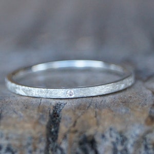 Partner ring "Together" stacking ring, slip-on ring, silver ice matt, brilliant 0.005 ct soft pink