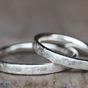 Partner rings "Together" narrow 3 mm wide rings ice matt silver