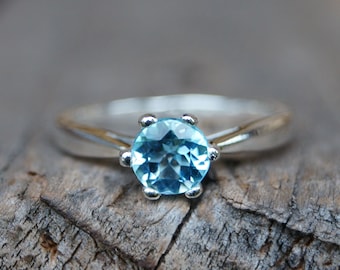 Proposal ring "Solitaire" insert ring, engagement ring, silver blue topaz