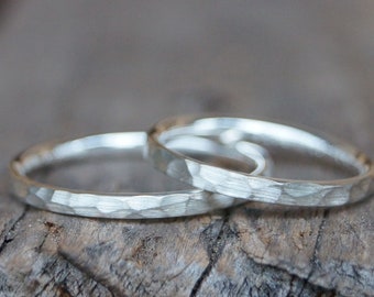 Partner rings "Harmony" hammered wedding rings, accessory rings, stacking rings silver