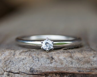 Proposal ring "Solitaire" "Say YES" side ring shiny polished engagement ring silver zirconia