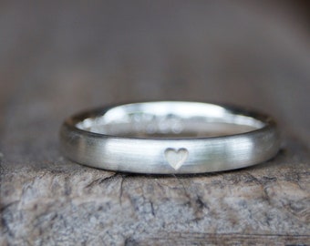 Proposal ring "Herzallerliebste" narrow silver ring with hearts