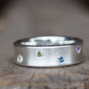 Ring Family Ring Convex Silver Brilliant Peridot Aquamarine Amethyst image 2