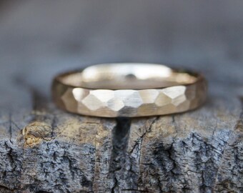 Partnerring "Harmonie" gehämmert einzelner Trauring, Beisteckring, Stapelring Gelbgold 333/-