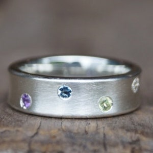 Ring Family Ring Convex Silver Brilliant Peridot Aquamarine Amethyst image 3