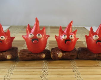 Calcifer clay mini-figure.