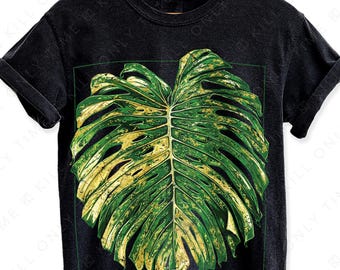 Monstera Thai Constellation Unisex T-Shirt: Hand-Drawn Distressed Vintage Style Tropical Plant Illustration Comfort Colors Tee