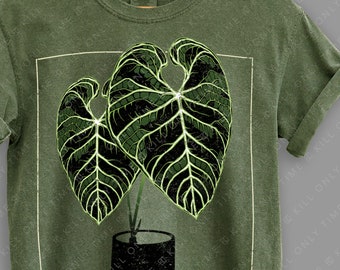 Anthurium Regale II Unisex T-Shirt: Hand-Drawn Distressed Vintage-Style Tropical Plant Illustration Comfort Colors Tee