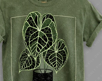 Anthurium Clarinervium II Unisex T-Shirt: Hand-Drawn Vintage-Style Distressed Tropical Plant Illustration Comfort Colors Tee