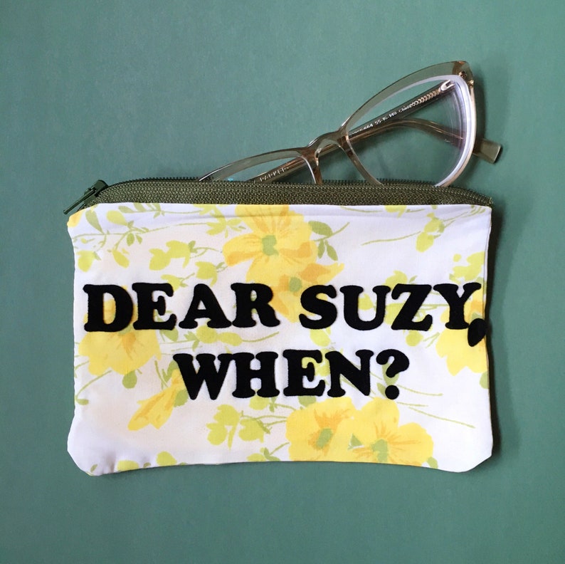 Dear Suzy When Moonrise Kingdom quote zipper pouch vintage bed sheets wes anderson film quote retro 60/'s bag