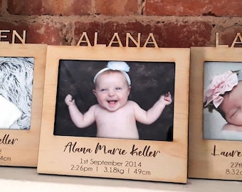 Personalised photo frame - gift - new baby - Mother's Day - Father's Day gift - custom made - wood - acrylic - laser cut - engraved