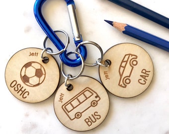 Key ring tag - After school reminder - Personalised laser cut - OSHC bus pick up - keychain - bag tag