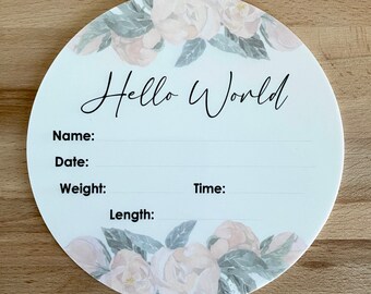 Birth Announcement Plaque - Disc - Room Decor - Nursery - Kids Room - Personalised gift - Baby shower gift