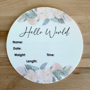 Birth Announcement Plaque - Disc - Room Decor - Nursery - Kids Room - Personalised gift - Baby shower gift