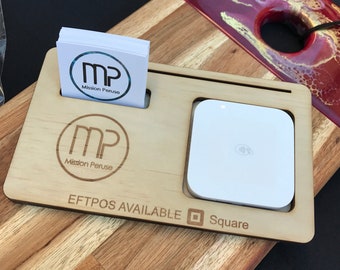 Square Reader docking station - holder - business card holder - personalised - engraved logo - custom - market stall solutions