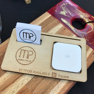 Square Reader docking station - holder - business card holder - personalised - engraved logo - custom - market stall solutions