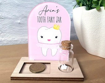 Tooth Fairy Station - Keepsake - Jar - Personalised - UV printed - Stand box