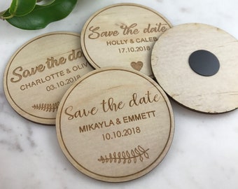 Wooden Custom 'Save the Date' Magnet Cards Personalised Announcement Laser cut Laser engraved