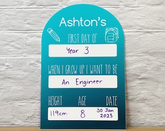 First Day of School Sign / Board - Acrylic - UV Printed - Coloured Designs