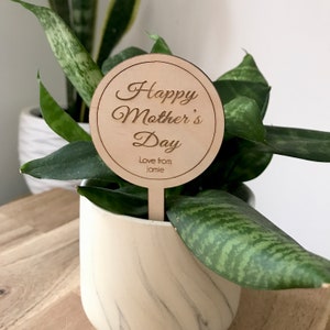 Mother's Day gift - planter stick - flower pick - cake topper - laser cut wood - personalised - engraved - customised - small