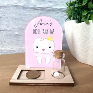 Tooth Fairy Station - Keepsake - Jar - Personalised - UV printed - Stand box