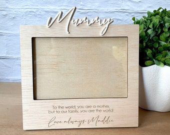 Mother's Day Gift - Personalised photo frame - present - custom made - wood - acrylic text - laser cut - engraved quote