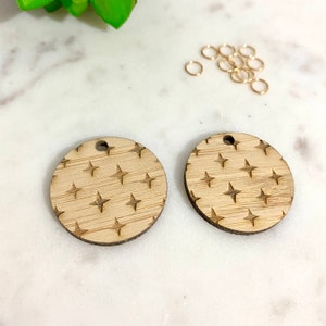 Star pattern Bamboo Wooden Earring parts / findings / blanks / components - Jewellery making