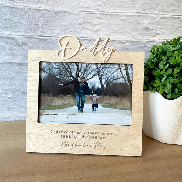 Father's Day Gift - Personalised photo frame - present - custom made - wood - acrylic text - laser cut - engraved quote - Dad Pop Grandpa