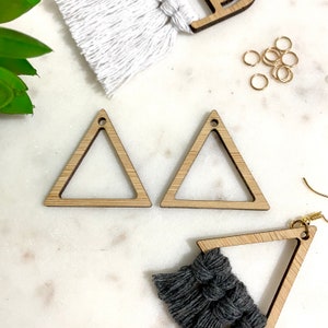 Macrame Triangle Bamboo Wooden Earring parts / findings / blanks / components - Jewellery making DIY