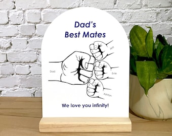 Father's Day Personalised Fist Bump Desk Plaque - UV Printed - Gift for Dad - Custom