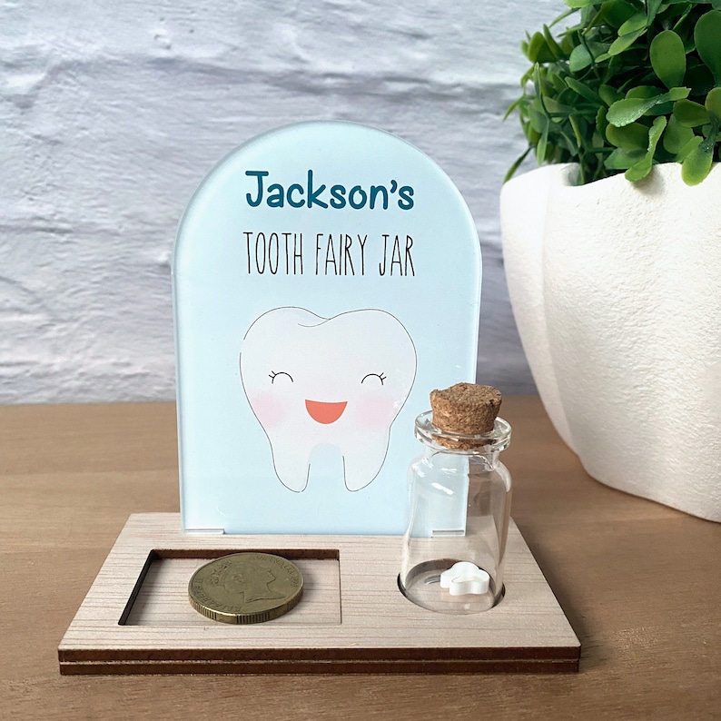 Teeth In Jar Tooth Fairy Station - Keepsake - Jar - Personalised - UV Printed ...