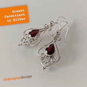 Silver earrings - faceted garnet - silver 925 - AJ