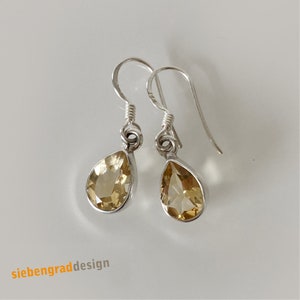 Silber-Ohrhänger mit facettiertem Citrin - Tropfen - AJ - Silber 925
