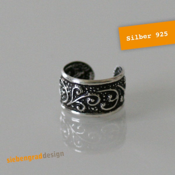 Ear clip 925 silver - "flourishes"